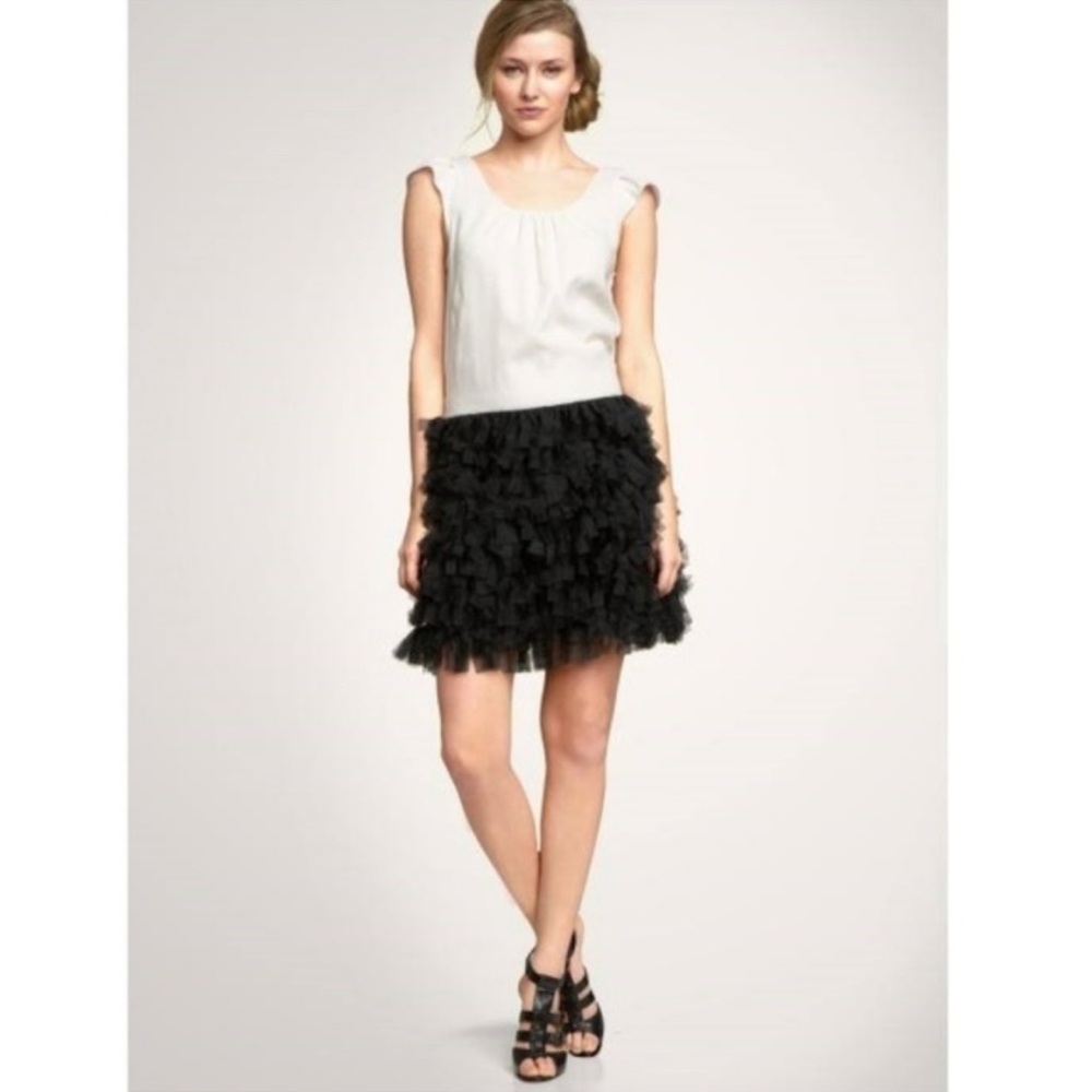 GAP Tiered Tulle Cocktail Dress size 2 Black Cream NWT